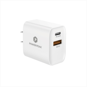 PowerPeak PD Wall Dual Port Charger 20W - White