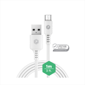 PowerPeak ECONOMY - USB-A to Micro Cable 3 ft - White