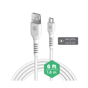 PowerPeak USB-A TO TYPE C Sync & Power Cable- 6ft - White {Apple Car Play}